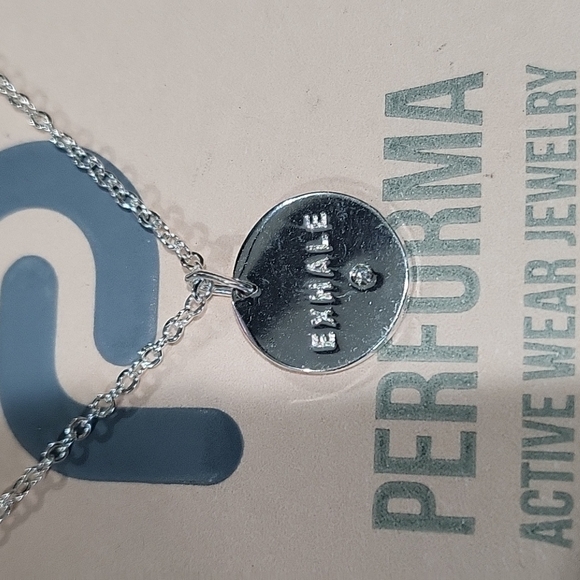NWT Performa Active wear Enhanced Silver Plated CZ "Exhale"  necklace - Picture 2 of 2